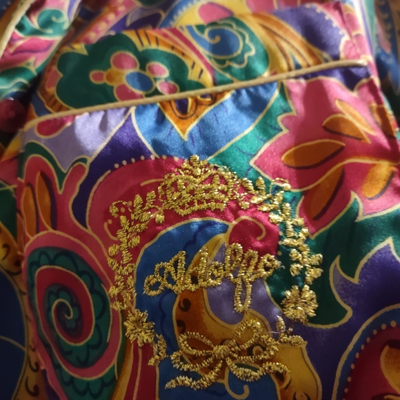 Aldofo kaleidoscope 80s 90s Paisley silky button down night shirt S/m - Picture 4 of 9